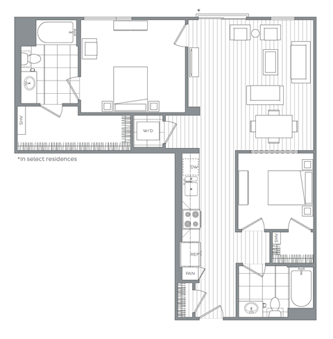 Two bedroom Two bathroom A  at Kinley West LA, Los Angeles, California